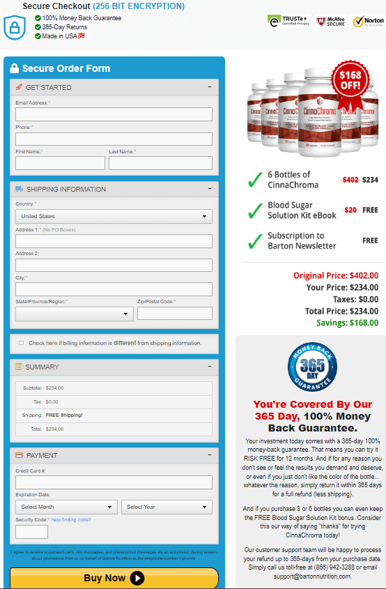 barton nutrition cinnachroma order page